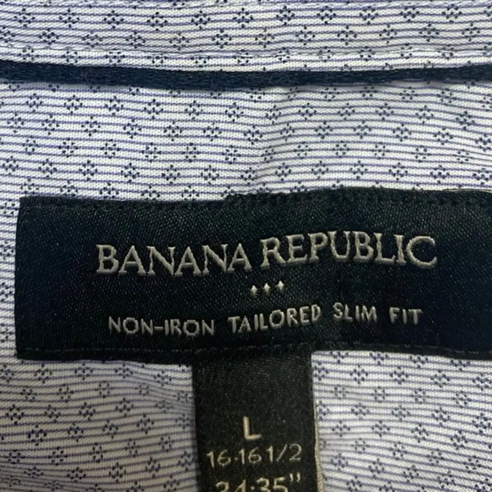 Banana Republic Blue Non-Iron Tailored Slim Fit Long Sleeve Button Down Shirt L